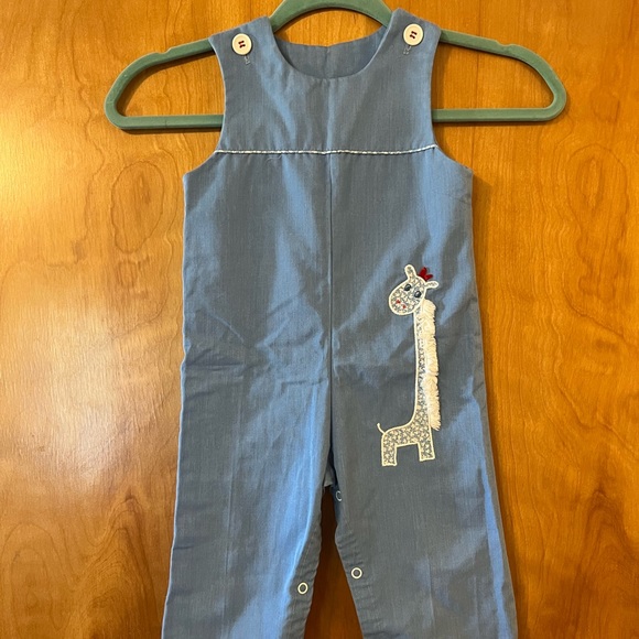 Giraffe Baby Boy Overalls Vintage By Thomas Size 24 Months 24M 2 Years - Picture 2 of 8